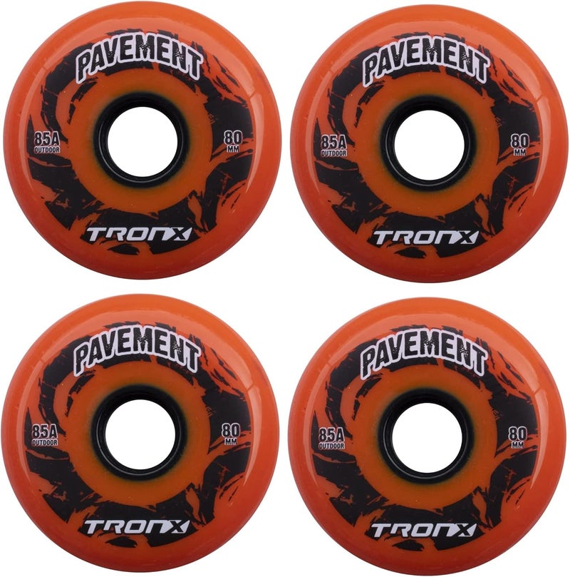 TronX Outdoor Asphalt Pavement 85A Inline Roller Hockey Wheels 4 Pack | 59mm, 68mm, 72mm, 76mm, 80mm Sizes Hi-Lo - Image 1